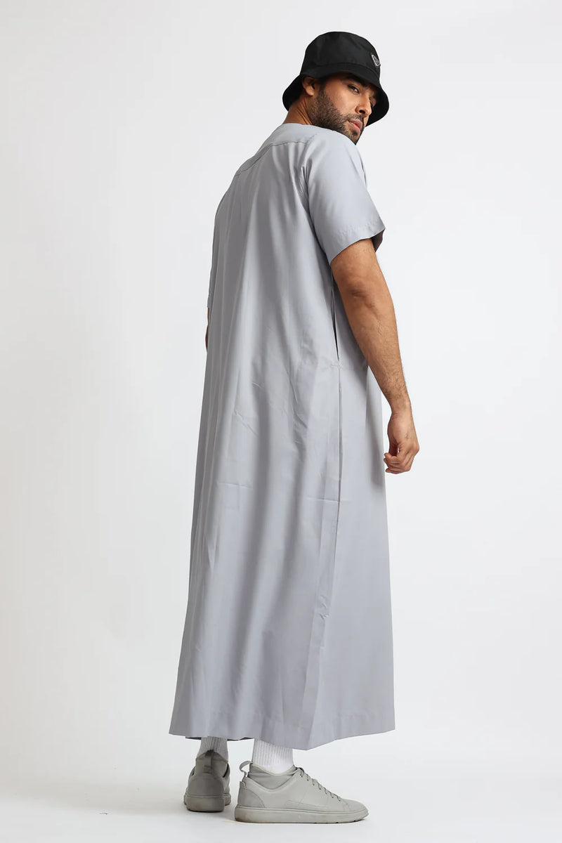 Tuscan Grey Cloud Half Sleeve Thobe By Al Noor