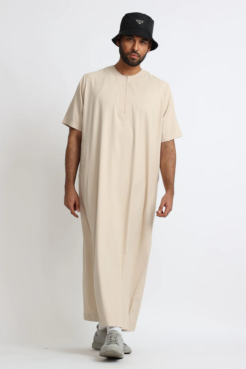 Tuscan Almond Half Sleeve Thobe By Al Noor