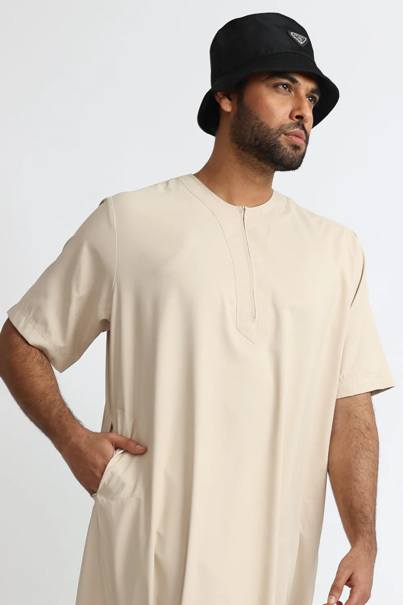 Tuscan Almond Half Sleeve Thobe By Al Noor
