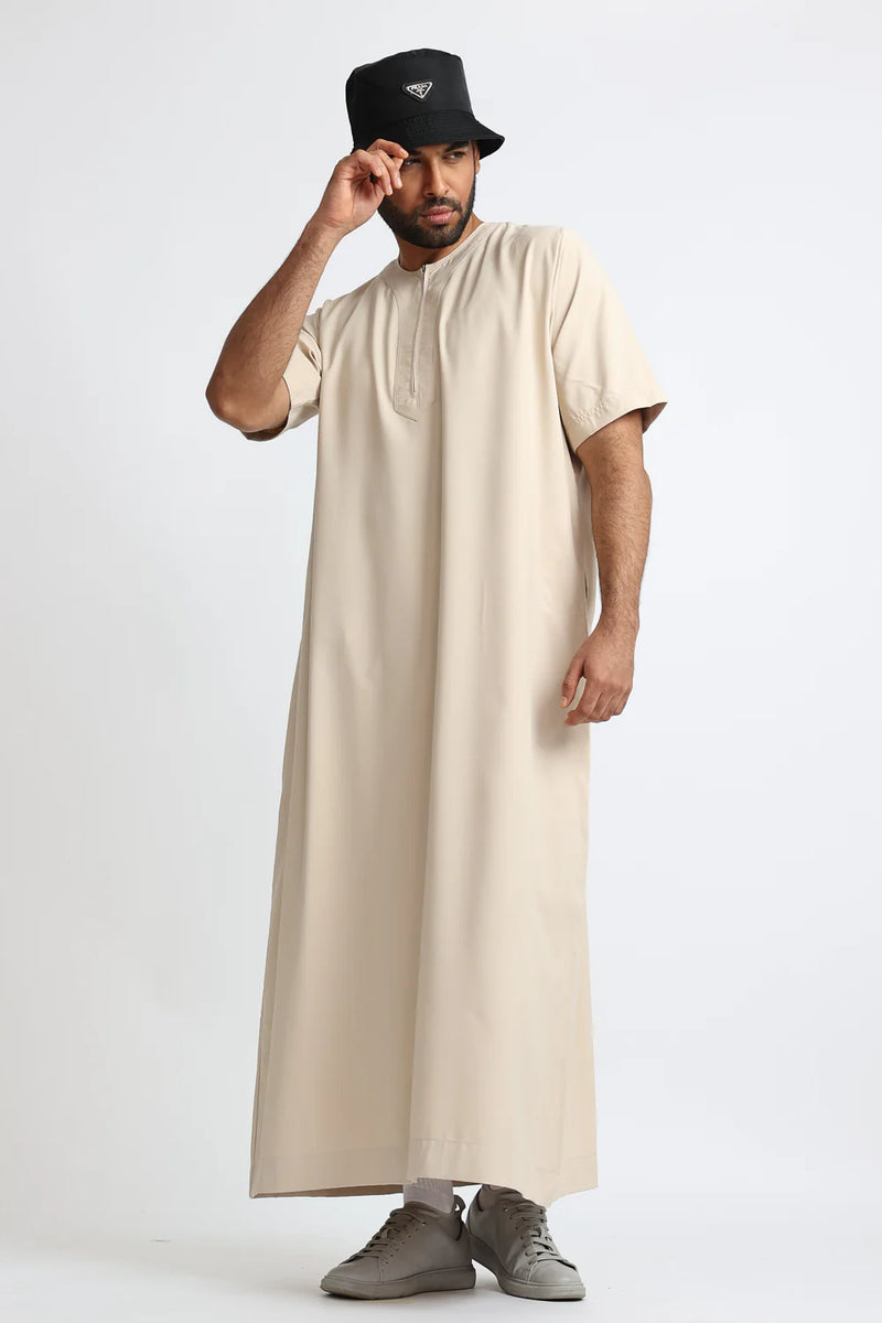 Tuscan Almond Half Sleeve Thobe By Al Noor