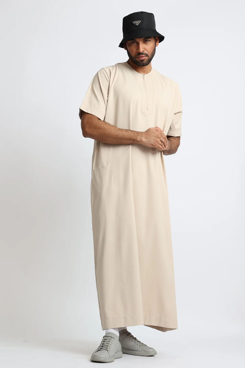 Tuscan Almond Half Sleeve Thobe By Al Noor