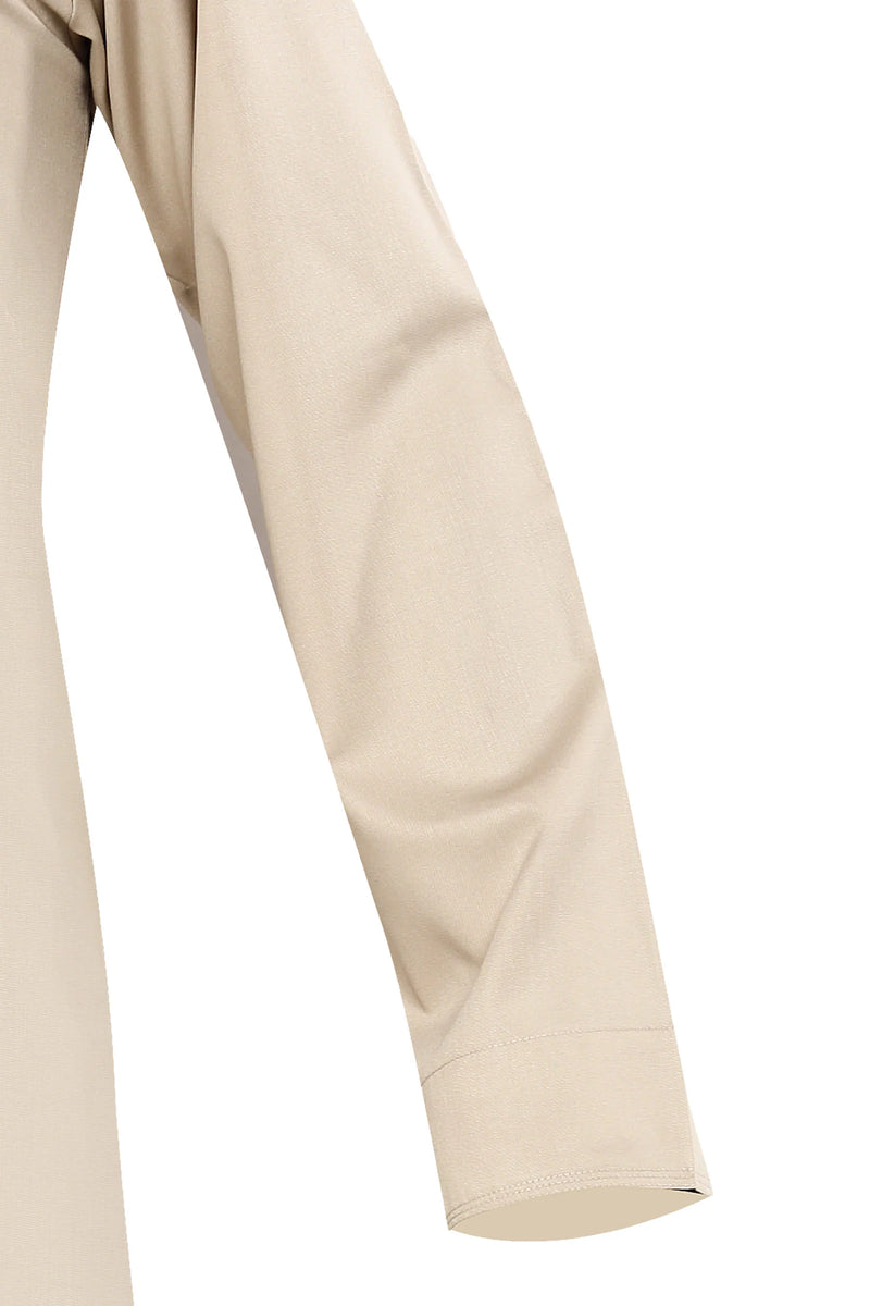 Khaki - Omani Thobe Premium Fabric Embroidered With Tassel