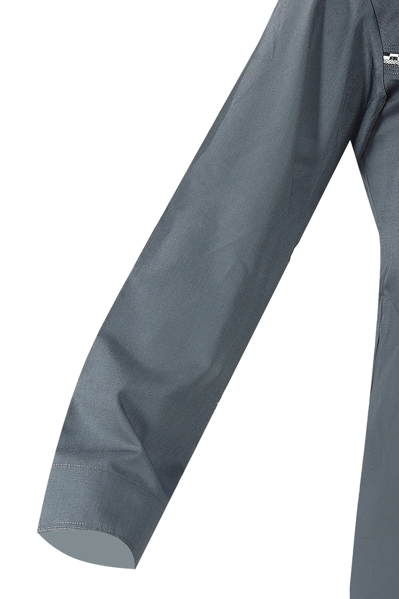 Grey - Omani Thobe Premium Fabric Embroidered With Tassel