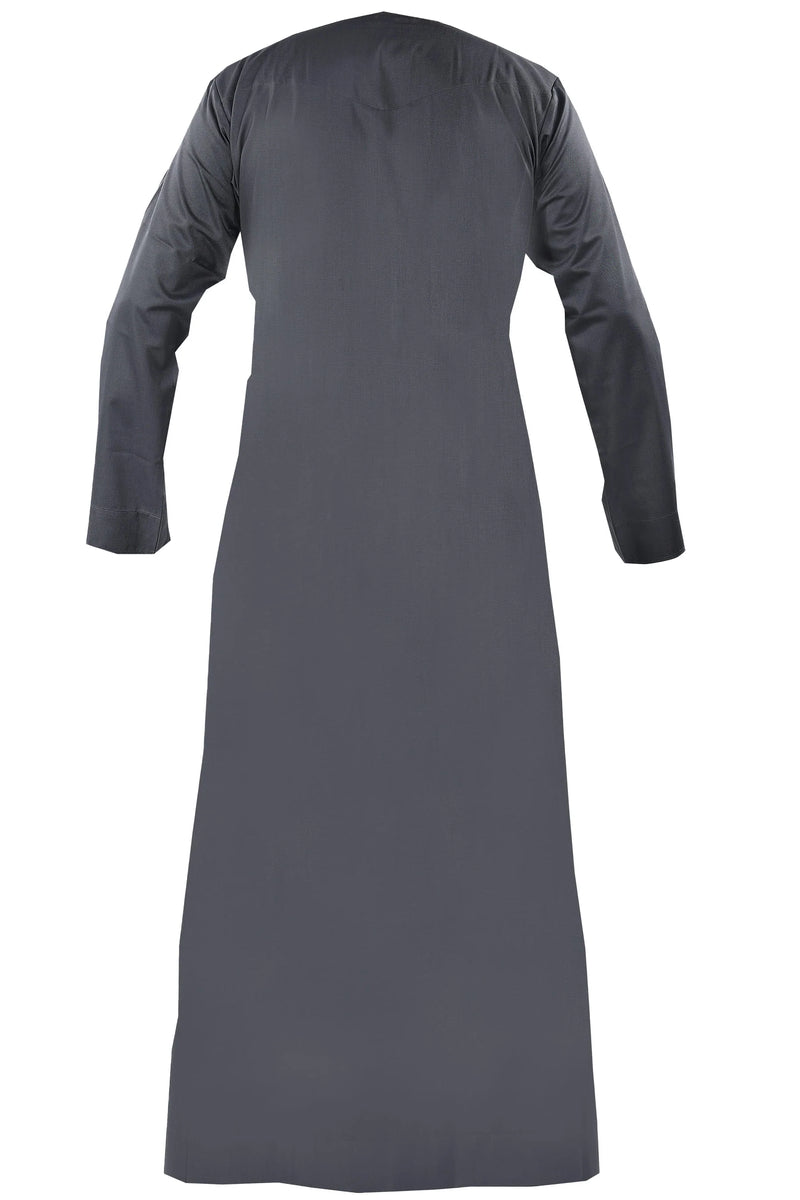 Light Pewter - Omani Thobe Premium Fabric Embroidered With Tassel
