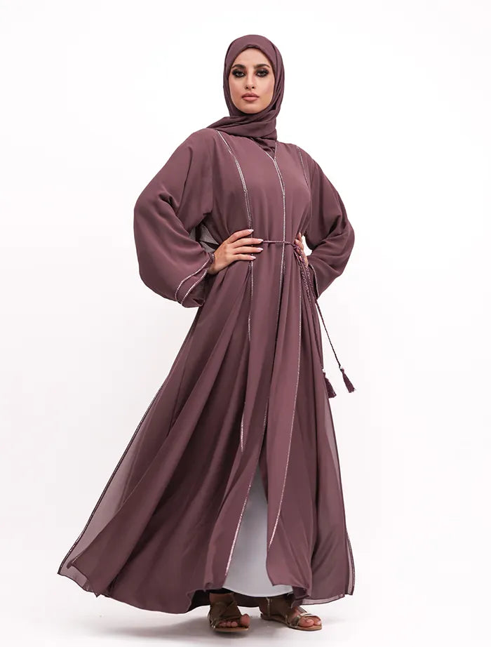 Mauve Badia Chiffon Abaya