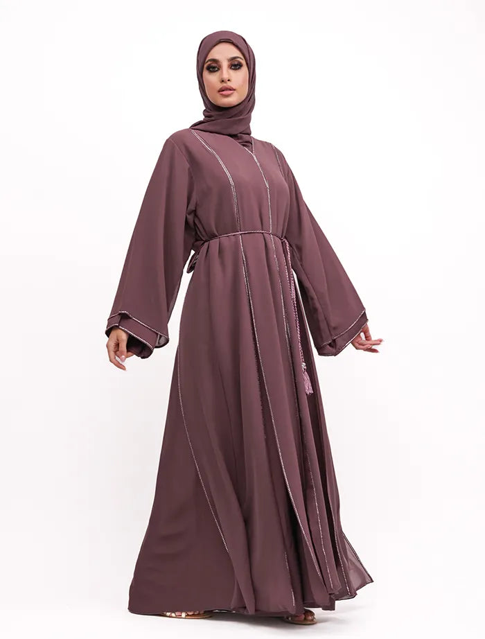 Mauve Badia Chiffon Abaya