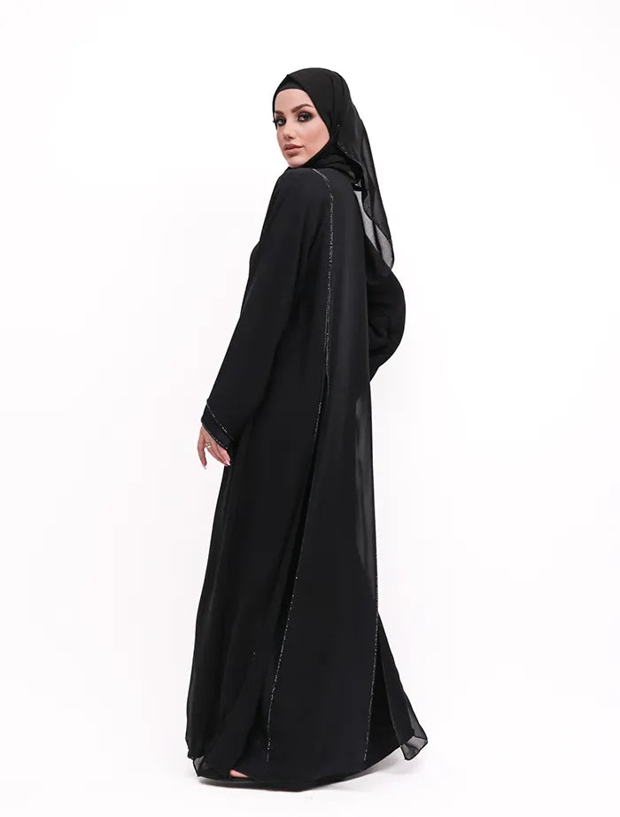 Black Badia Chiffon Abaya