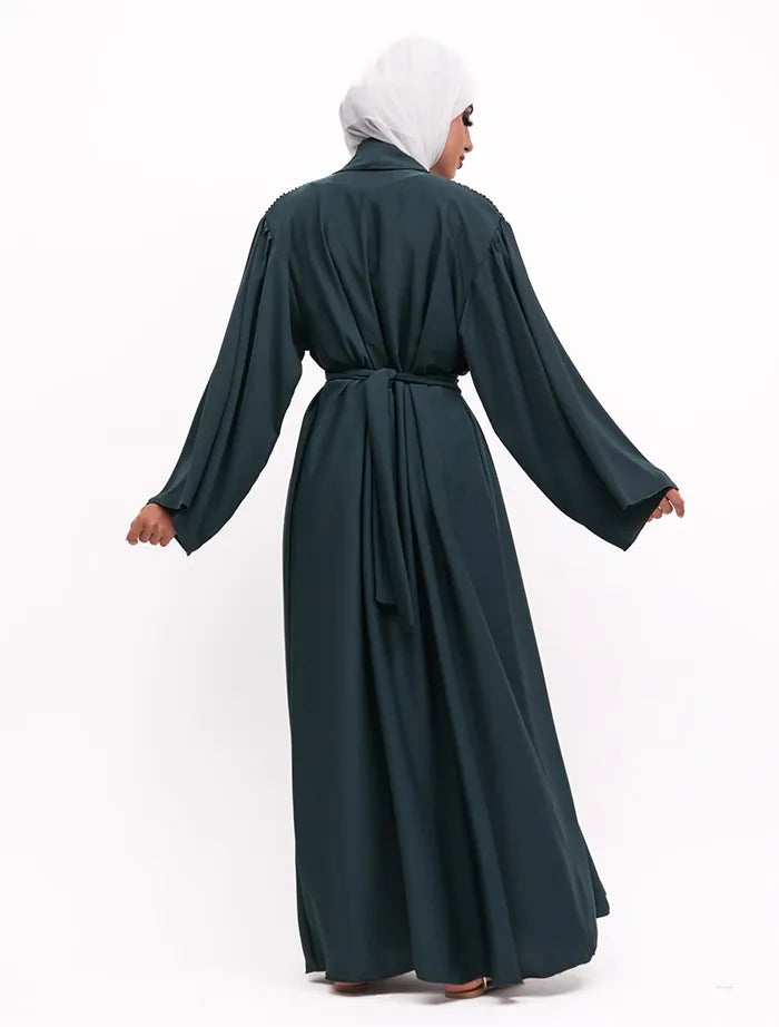 Bottle Green Aina Open Abaya