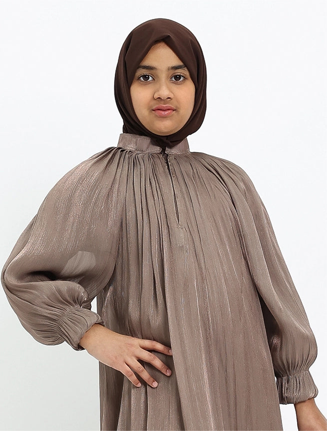 Mocha Organza Umbrella Girls Abaya