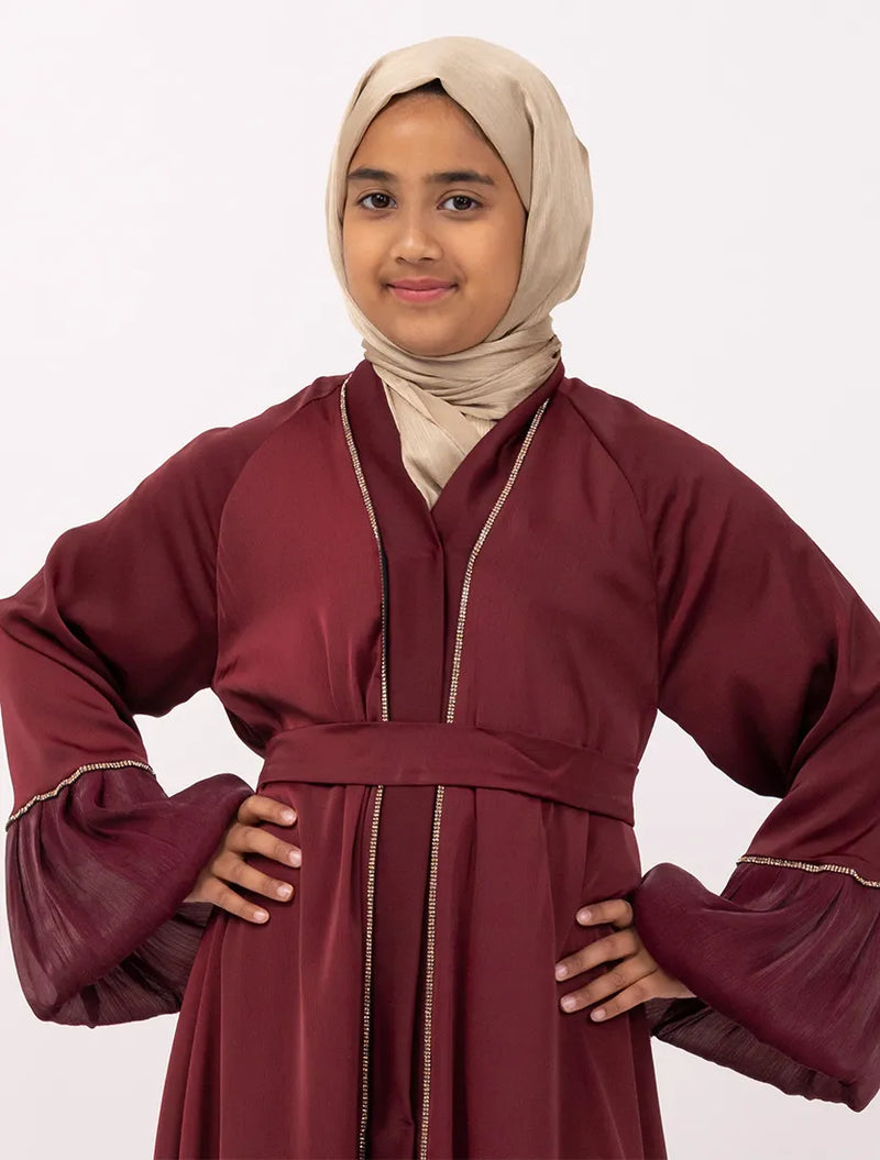 Plum Regal Charm Girls Abaya