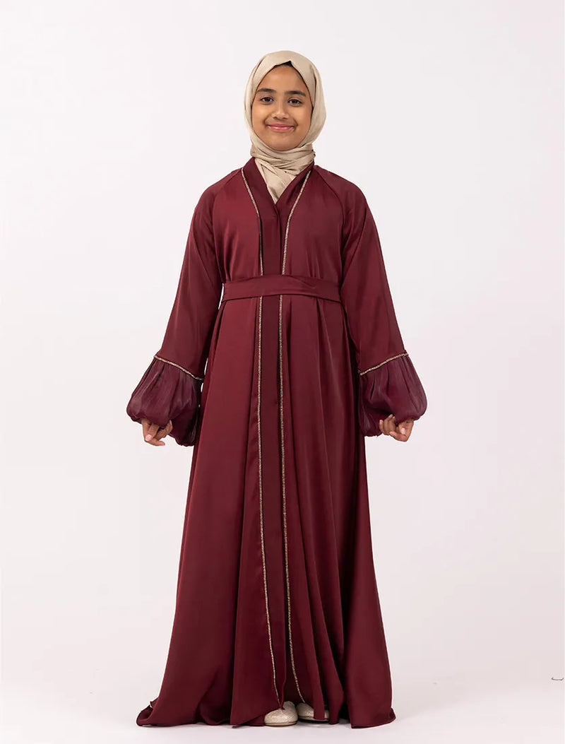 Plum Regal Charm Girls Abaya