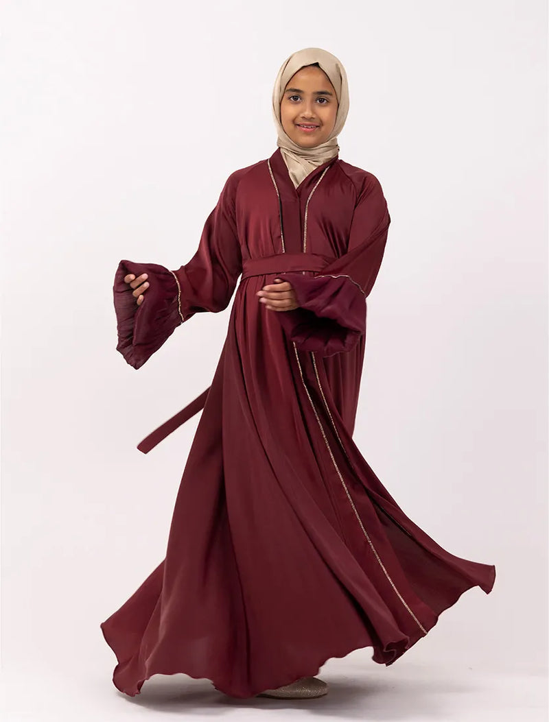 Plum Regal Charm Girls Abaya