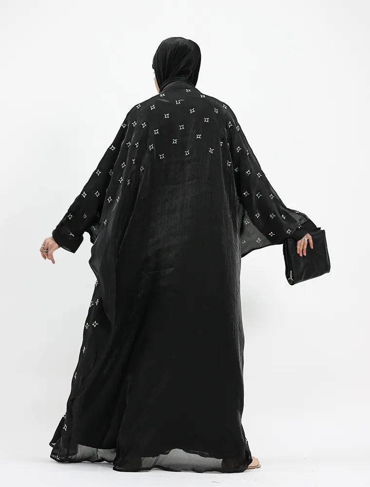 Black Sparkle Organza Kimono Set