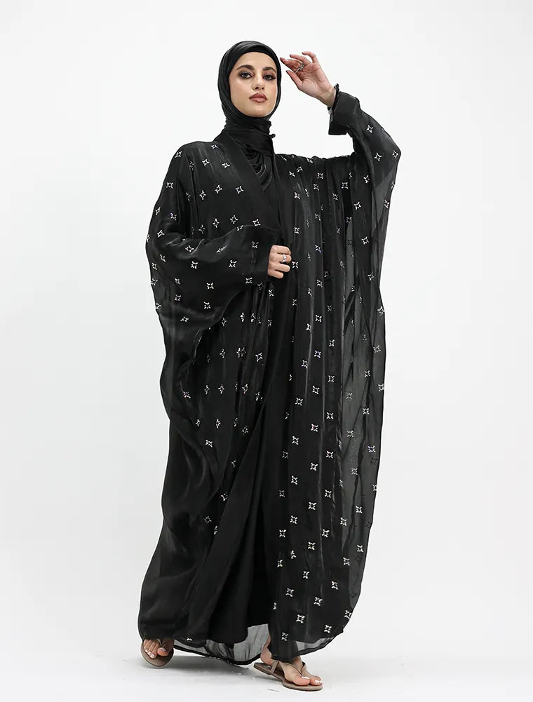Black Sparkle Organza Kimono Set