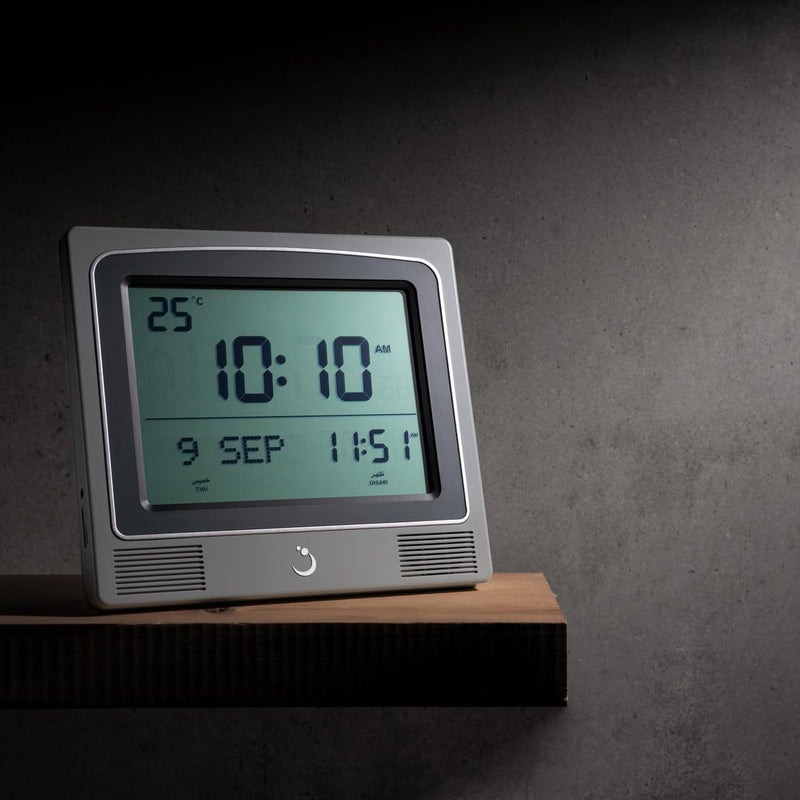 ALFAJR, Square Wall and Table Automatic Islamic Azan Athan Prayer Clock CW-15 Grey