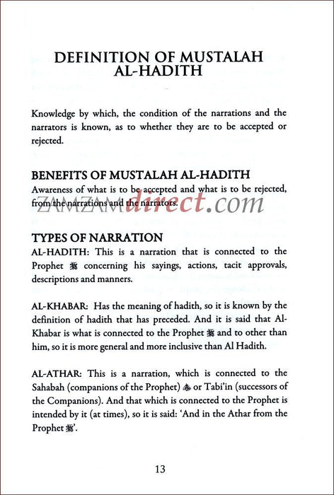 Mustalah Al-Hadith : The Rules and Terminology Of the Science Of Hadith