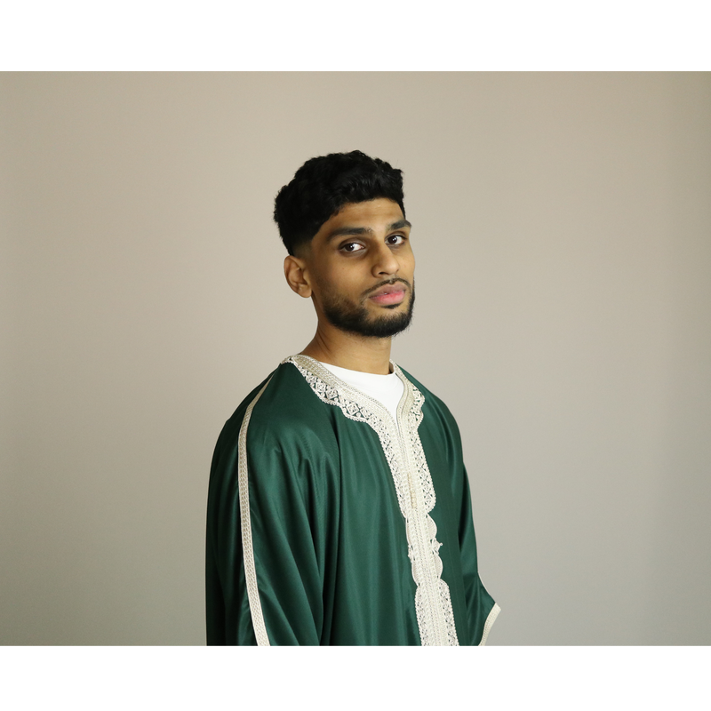 Green - Gold Embroidery - Mens Moroccan Thobe