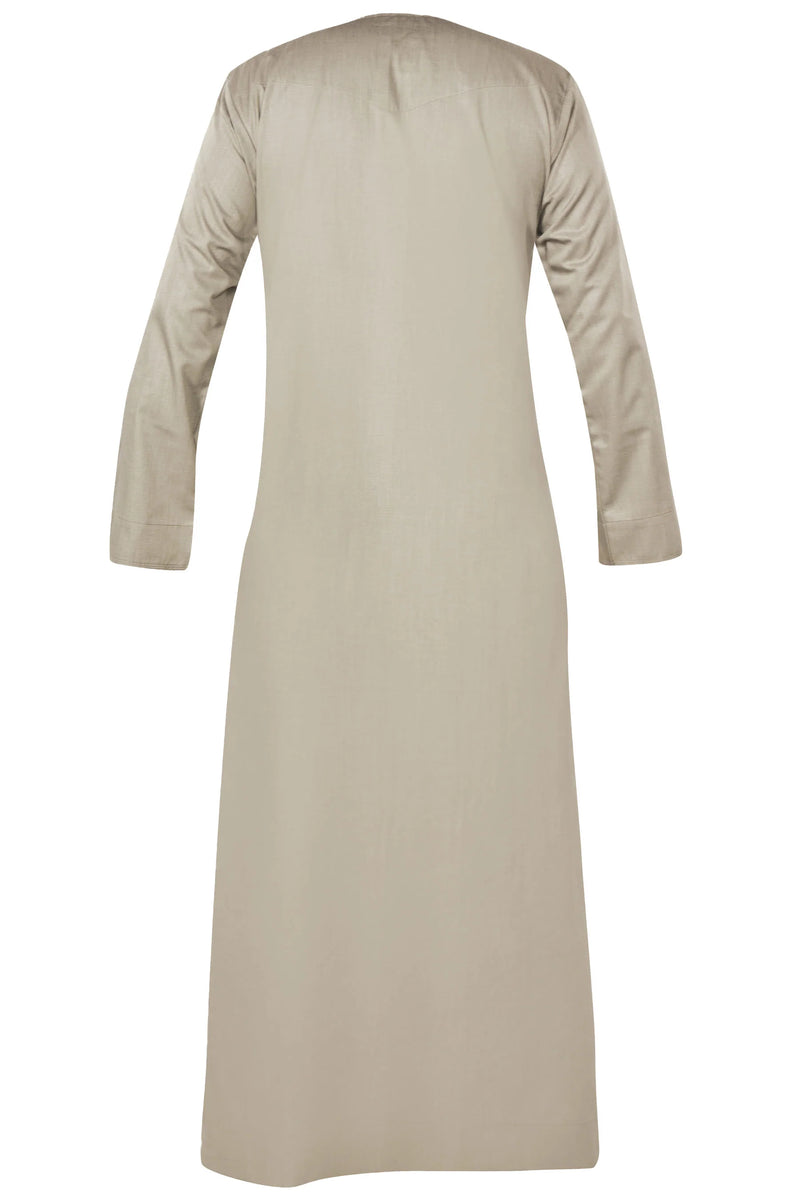 Omani Embroidery Thobe With Tassel color Slate Royal Premium Fabric Gulf Style
