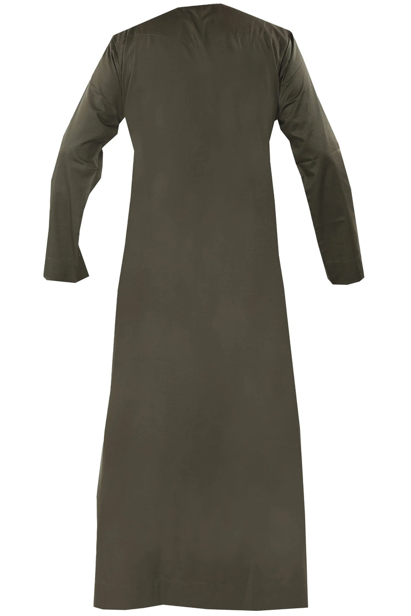 Omani Embroidery Thobe With Tassel color Brown Premium Fabric Gulf