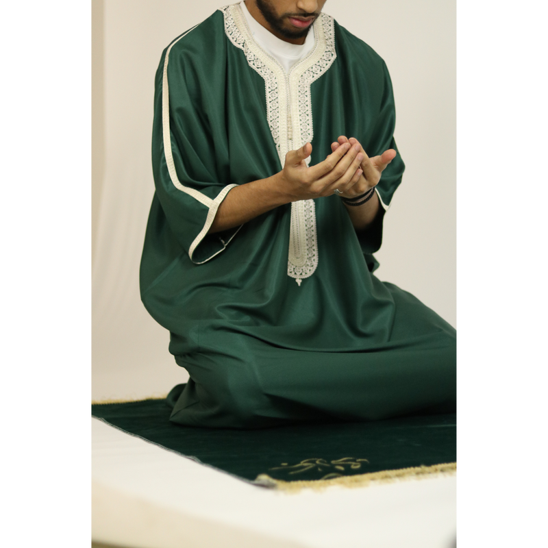 Green - Gold Embroidery - Mens Moroccan Thobe