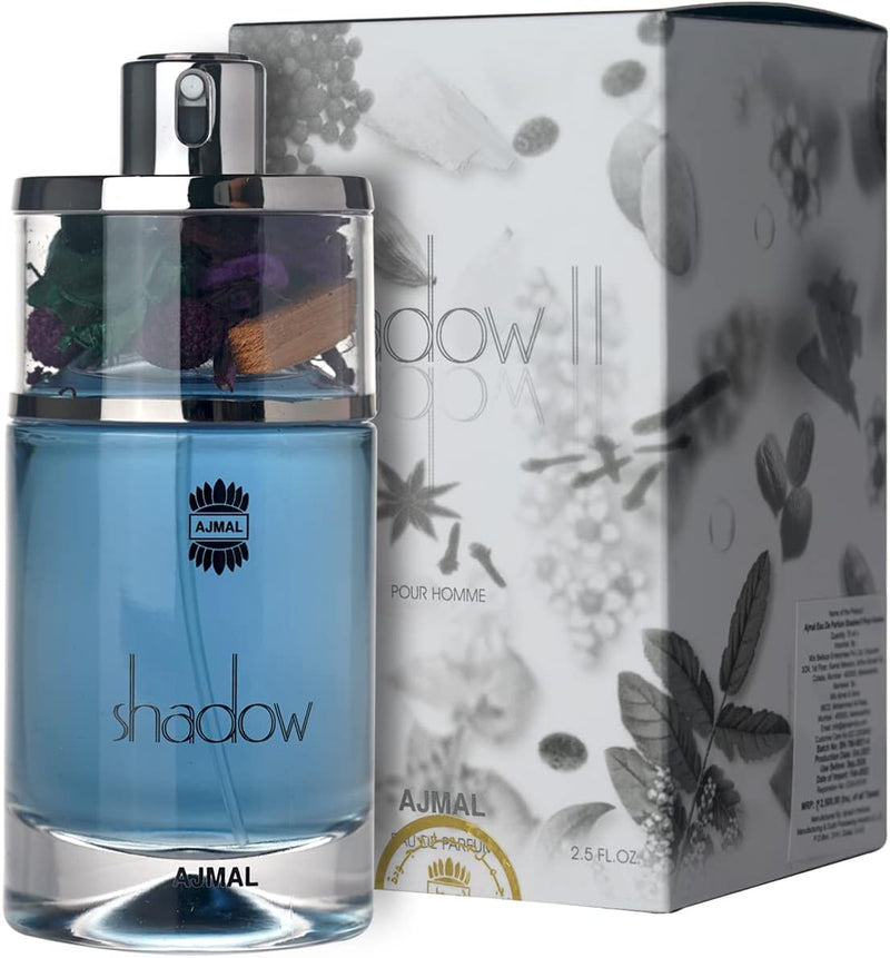 Ajmal Shadow II Him Eau De Parfum 75 Ml For Men Long Lasting Citrus - Spicy Perfume - Made In Dubai