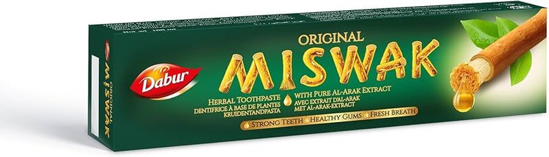 Dabur Miswak Herbal Toothpaste 100 ml – with Pure Al-Arak Extract | Natural Oral Care for Strong Teeth, Healthy Gums & Fresh Breath