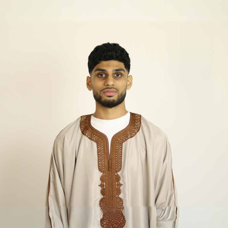 Beige - Brown Embroidery - Mens Moroccan Thobe