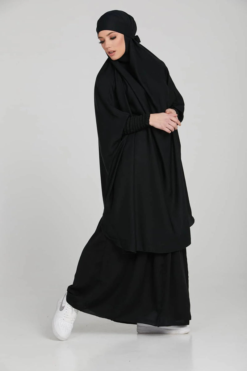 Zamzam Two Piece Jilbab/ Prayer Set With Pockets - Black