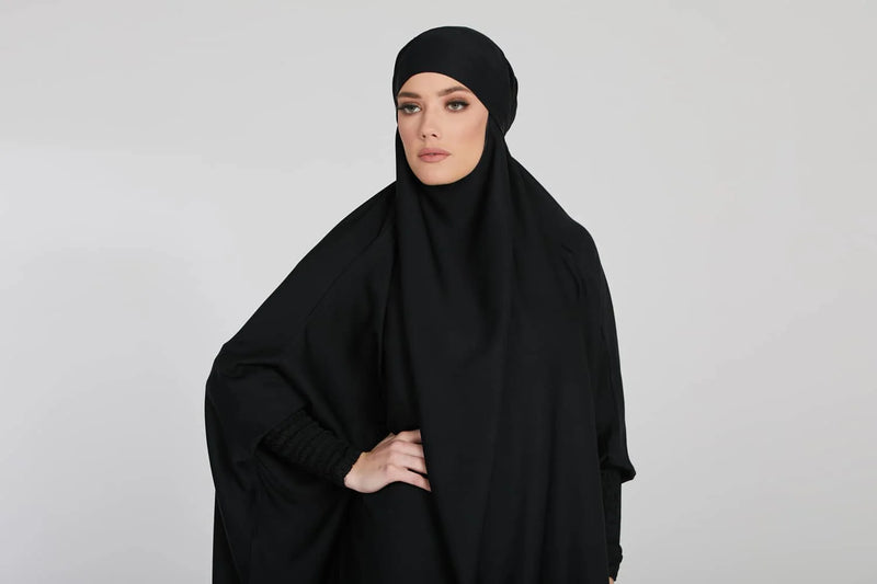 Zamzam Two Piece Jilbab/ Prayer Set With Pockets - Black