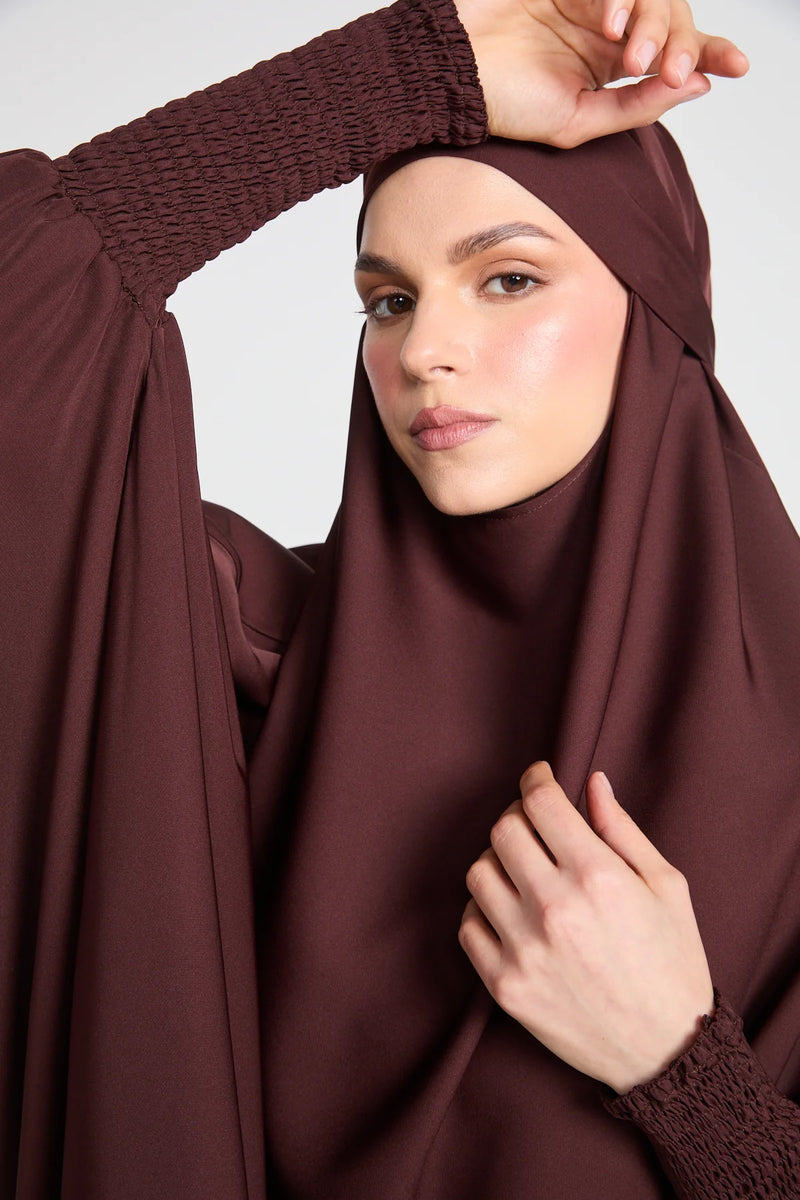 Zamzam Two Piece Jilbab/Prayer Set with Pockets- Mahogany