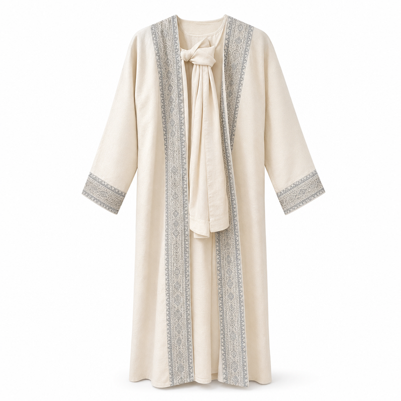 Girls’ Cream Moroccan Abaya – Regal Charm Islamic Dress