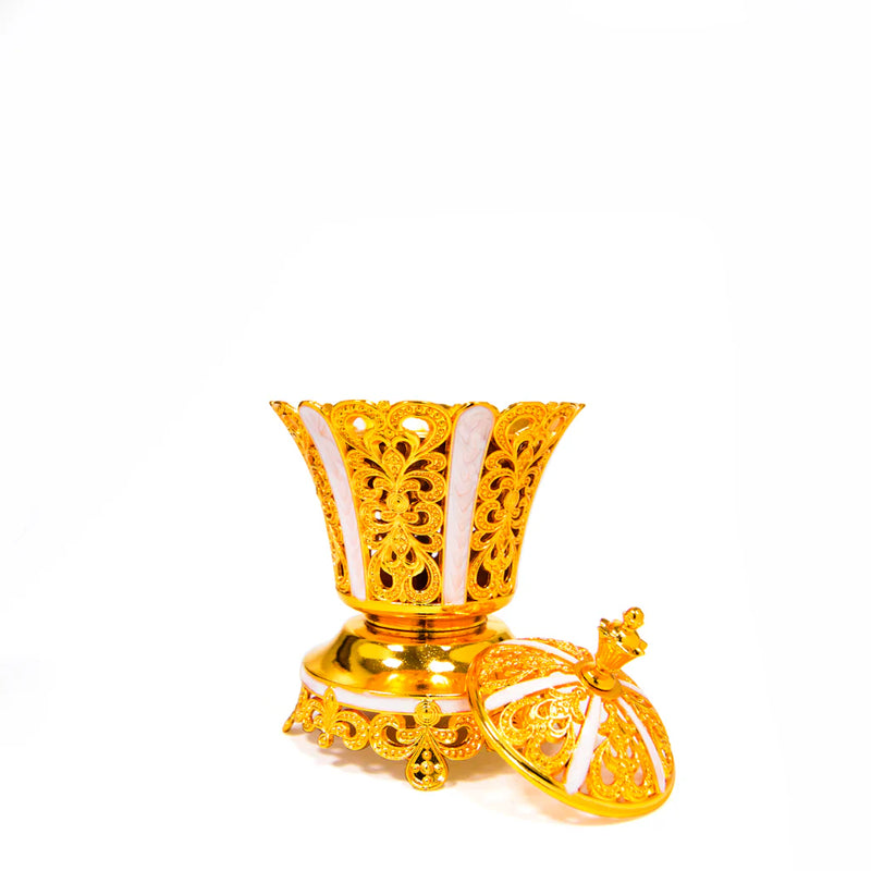 Pearl White Enamel Gold Luxury Burner