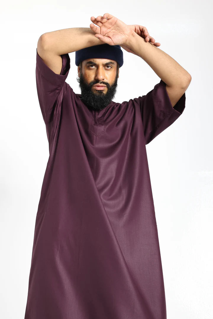 Tuscan Maroon Half Sleeve Thobe By Al Noor
