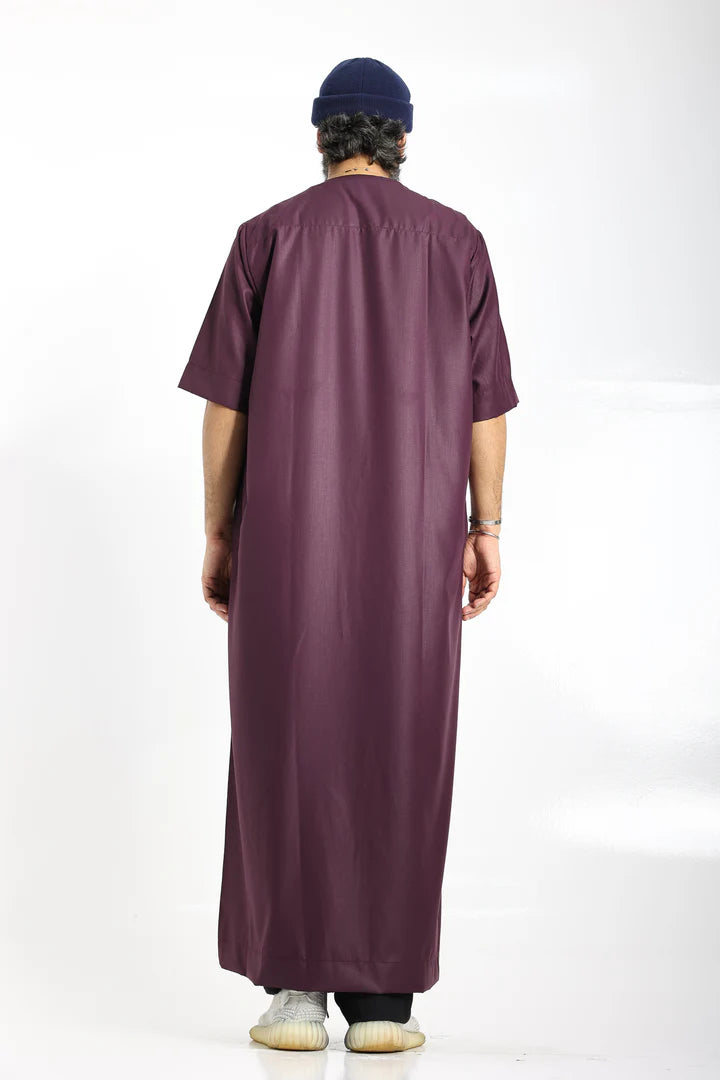 Tuscan Maroon Half Sleeve Thobe By Al Noor