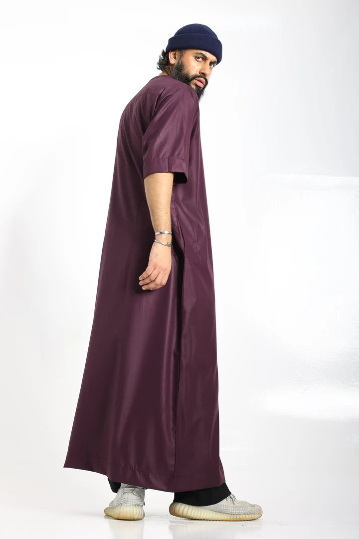 Tuscan Maroon Half Sleeve Thobe By Al Noor
