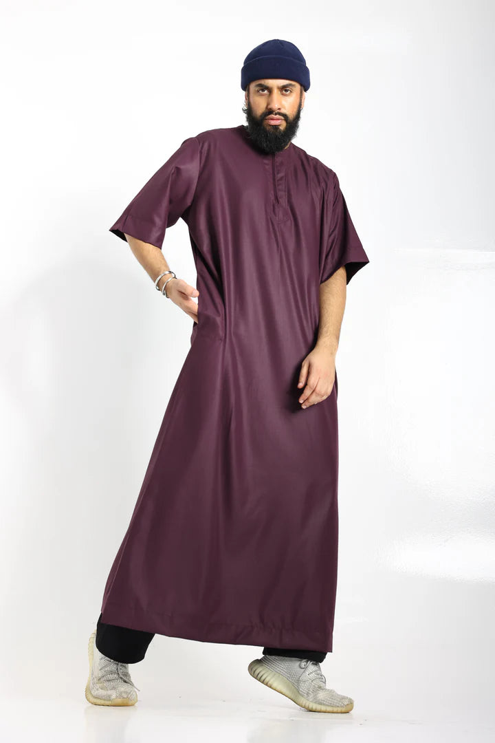 Tuscan Maroon Half Sleeve Thobe By Al Noor