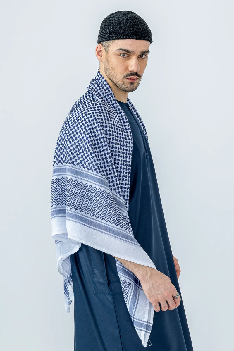 Tuscan Cyan Blue Half Sleeve Thobe By Al Noor- J152