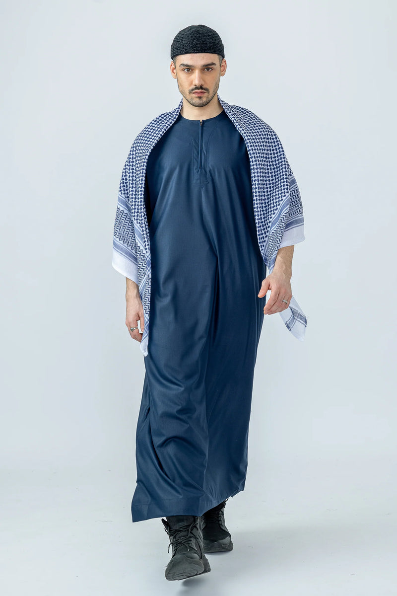 Tuscan Cyan Blue Half Sleeve Thobe By Al Noor- J152