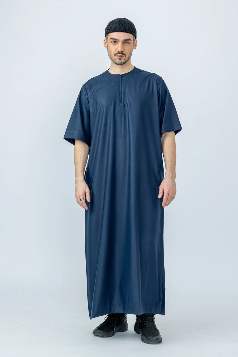 Tuscan Cyan Blue Half Sleeve Thobe By Al Noor- J152