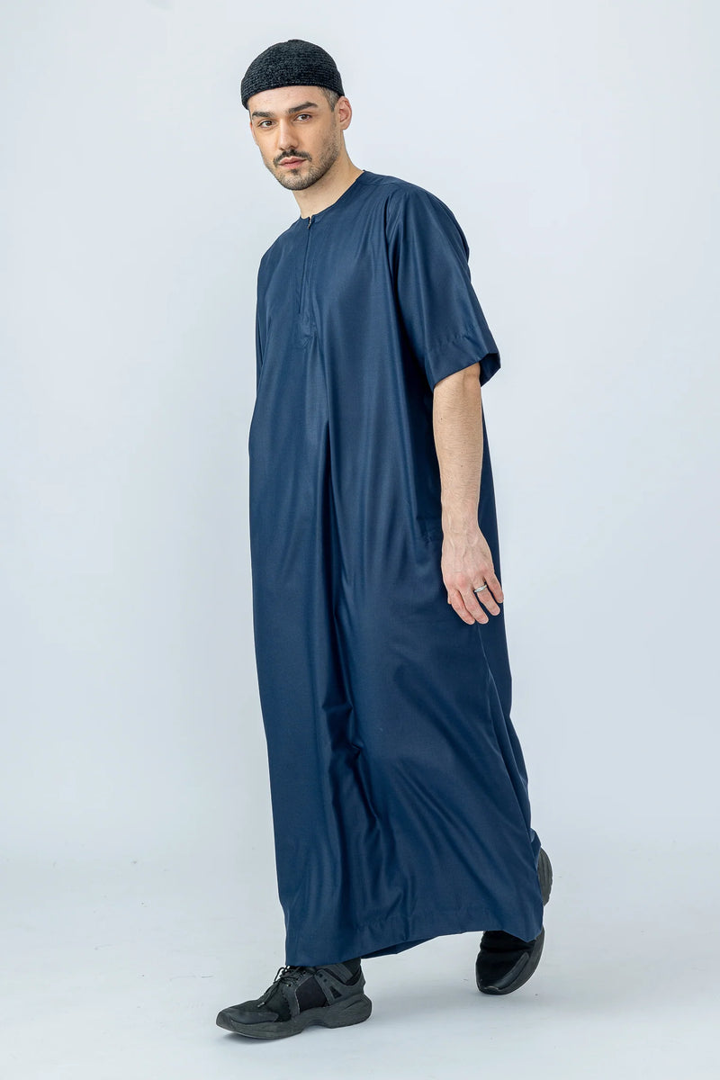 Tuscan Cyan Blue Half Sleeve Thobe By Al Noor- J152