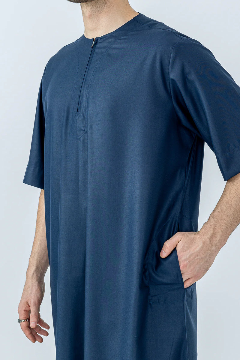 Tuscan Cyan Blue Half Sleeve Thobe By Al Noor- J152