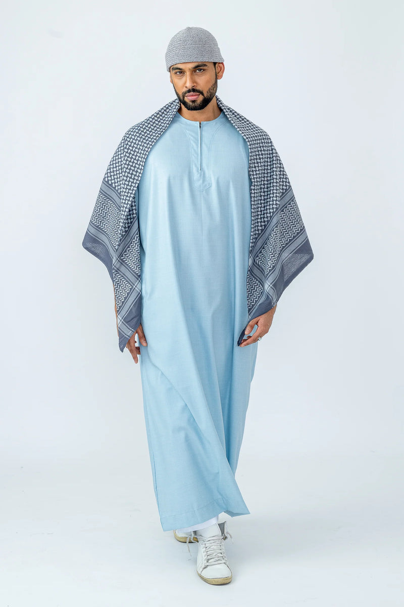 Tuscan Sky Blue Half Sleeve Thobe By Al Noor