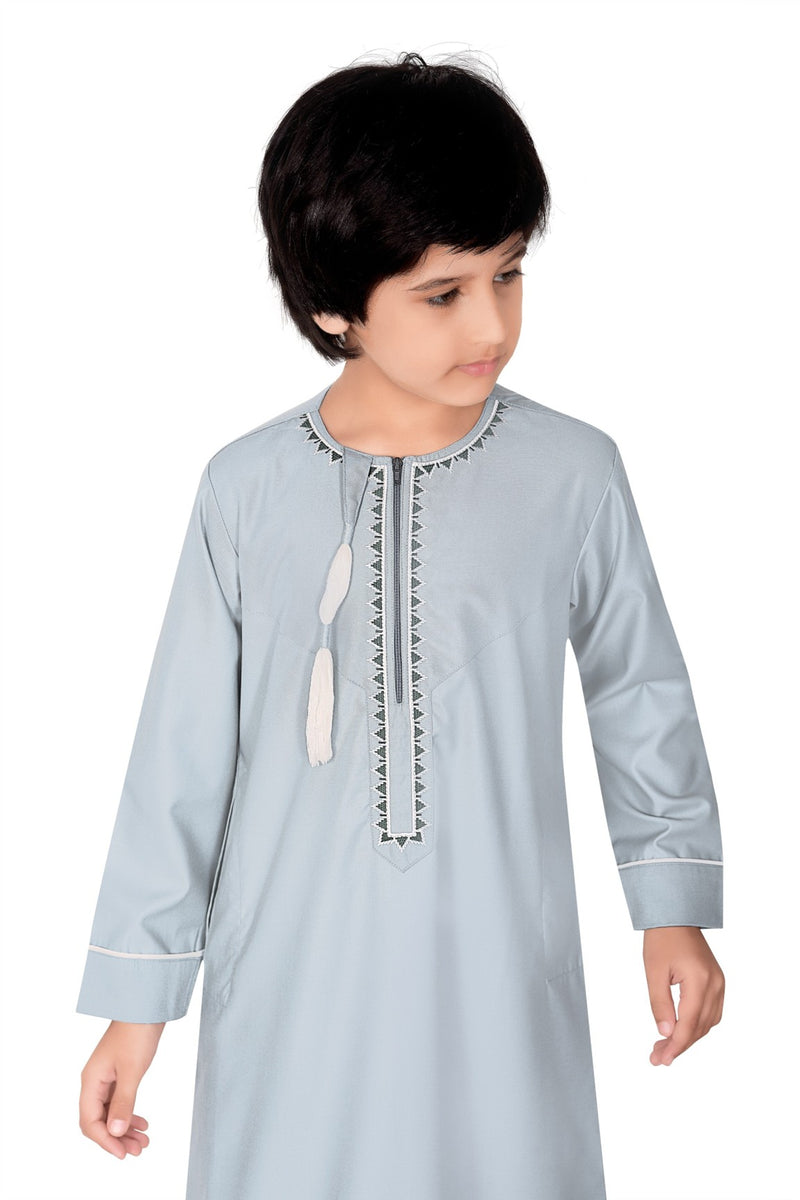 Premium Pearl Blue Omani Thobe By Zamzam