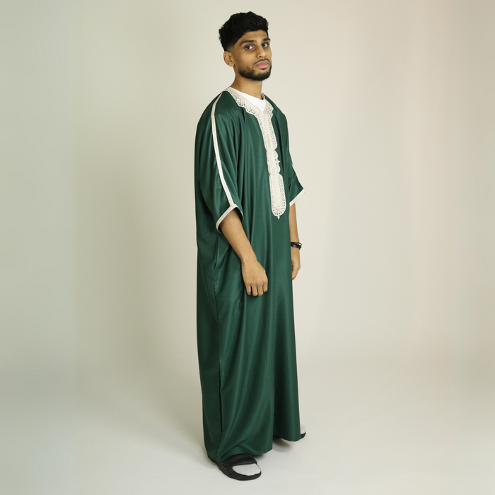 Green - Gold Embroidery - Mens Moroccan Thobe