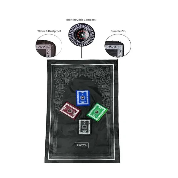 Taqwa Foldable Pocket Travel Prayer Mat With Compass