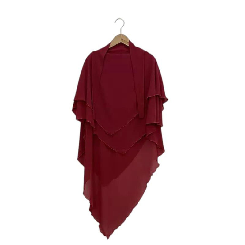 Pull-On Instant 3-Layer Chiffon Khimar Hijab – 1 Piece – Turkish Style