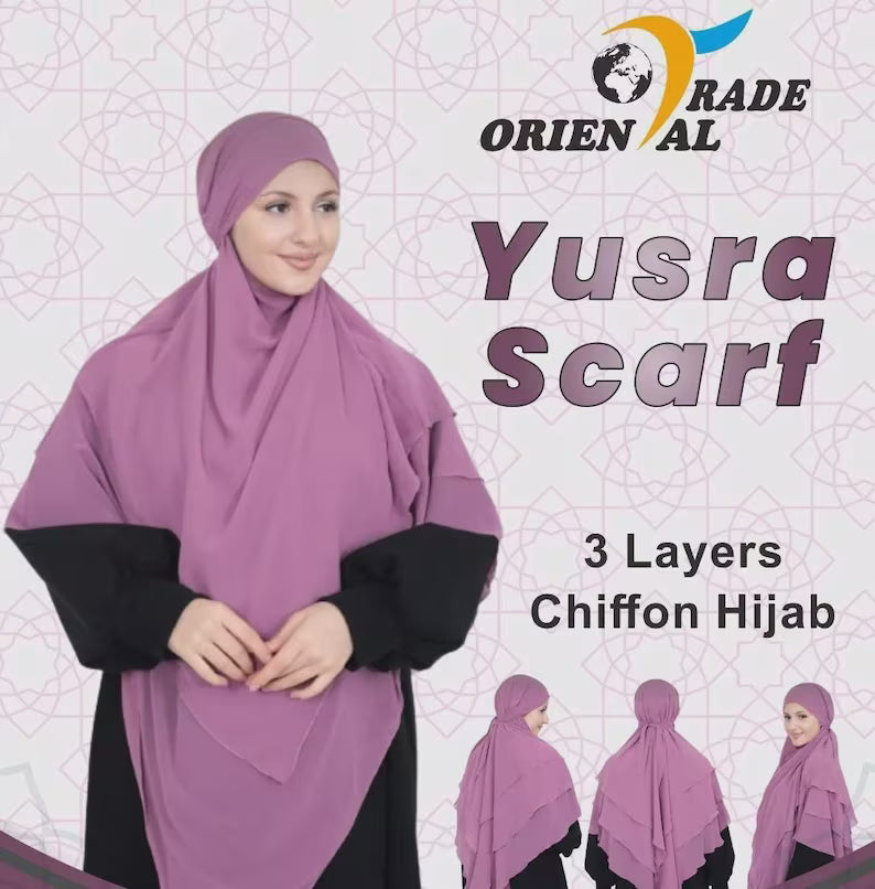 Pull-On Instant 3-Layer Chiffon Khimar Hijab – 1 Piece – Turkish Style