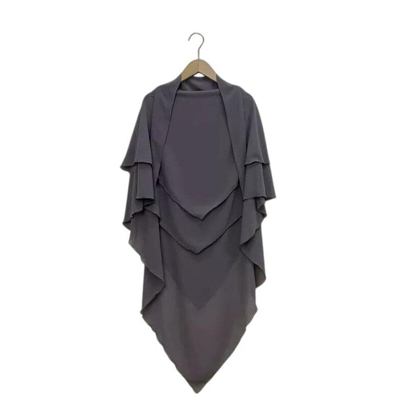 Pull-On Instant 3-Layer Chiffon Khimar Hijab – 1 Piece – Turkish Style
