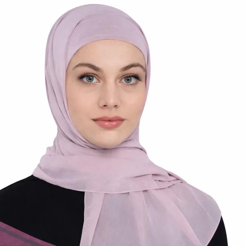 Pull on Instant 1Pc Turlu bonnet connect to Chiffon shawl, Turkish scarf hijab