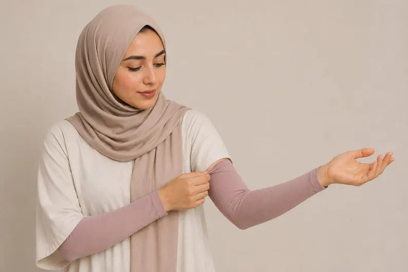 Elegant Turlu 1 pair Arm Sleeve with/without button Cover comfy stretch Women